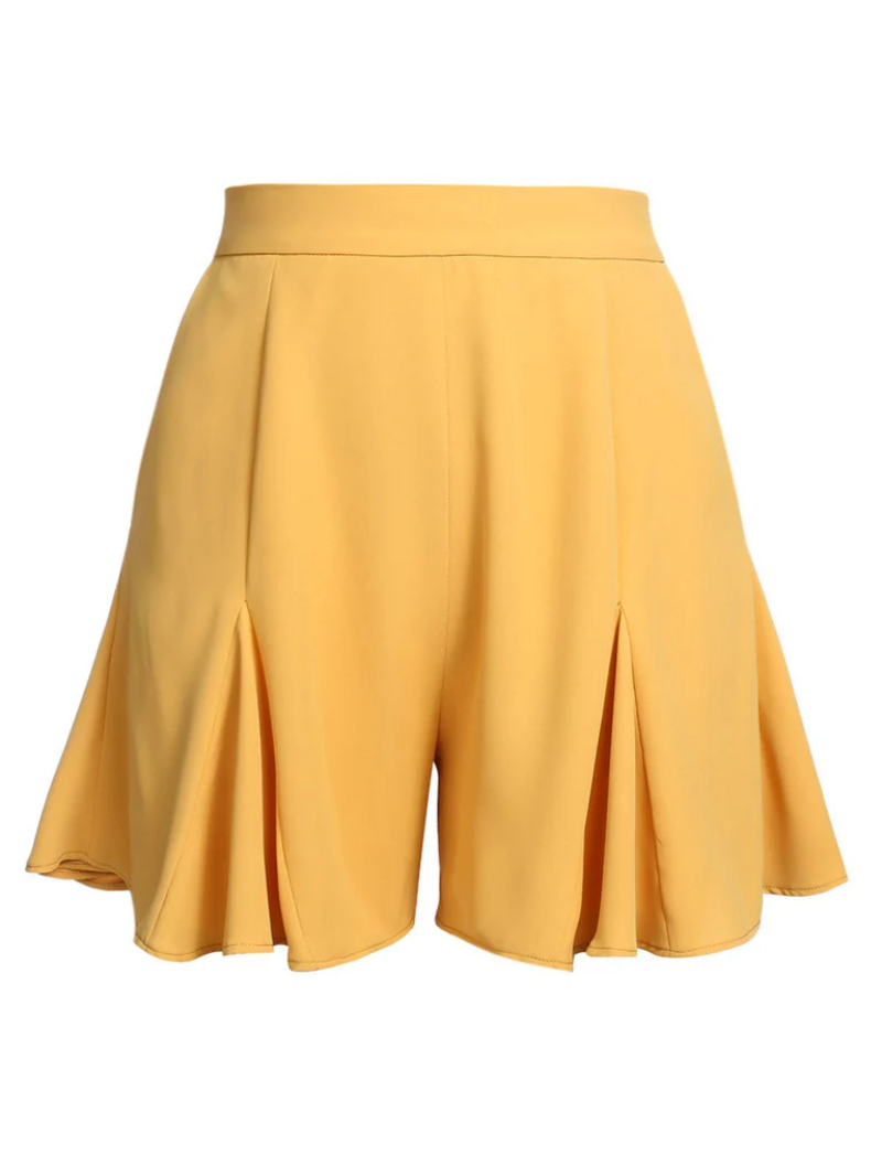 YELLOW 1950S RUFFLED POCKETS SHORTS