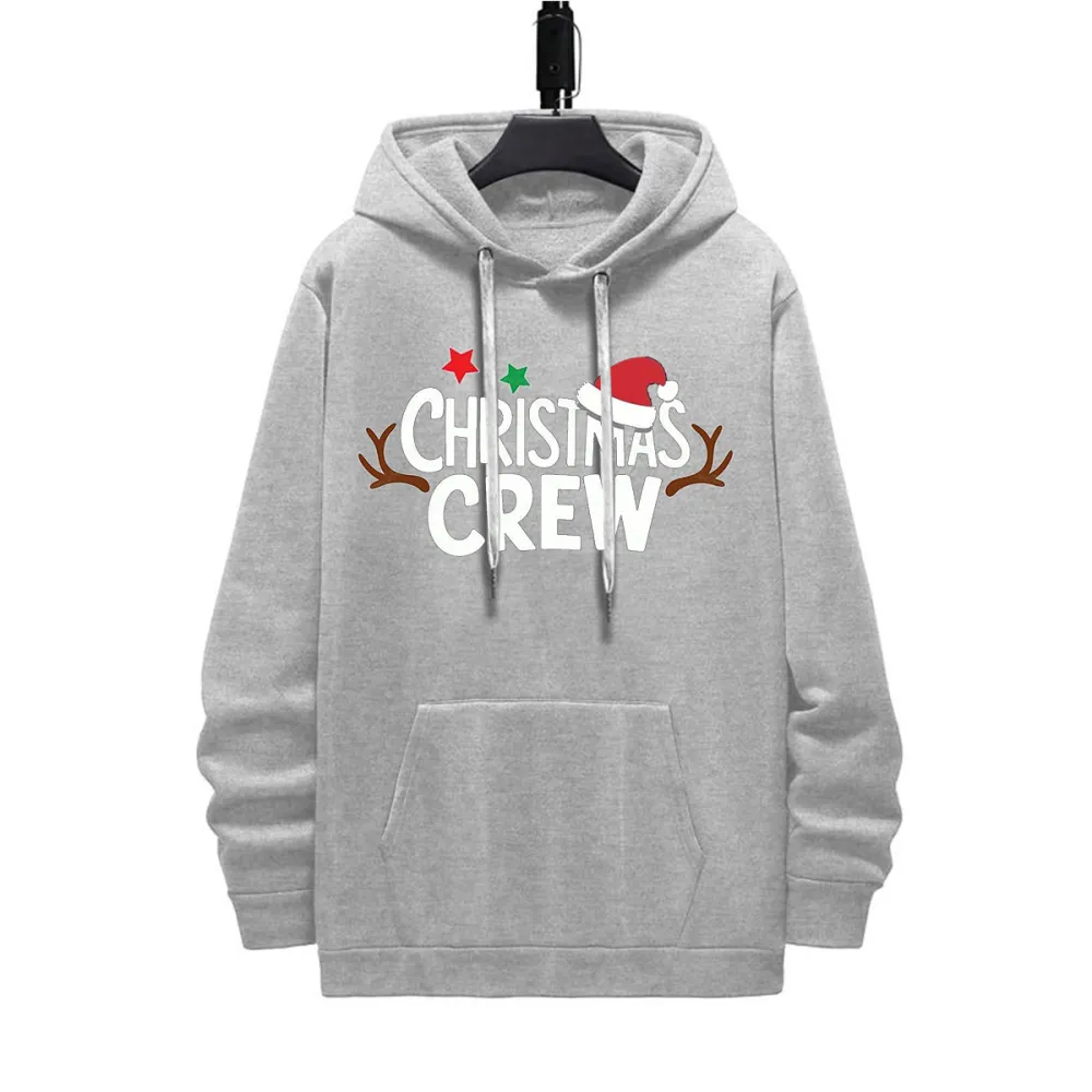 CHRISTMAS CREW HAT PATTERN PRINTED HOODIE