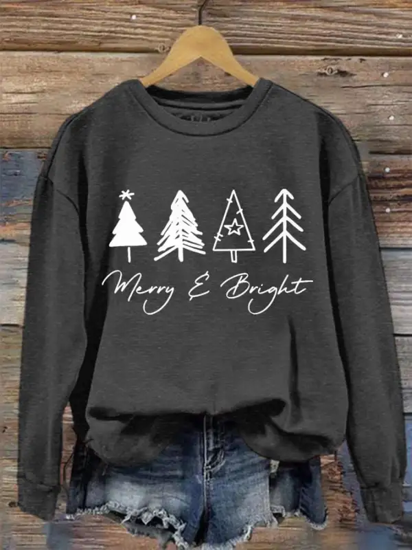 Women's Christmas Merry & Bright Printed Sweatshirt