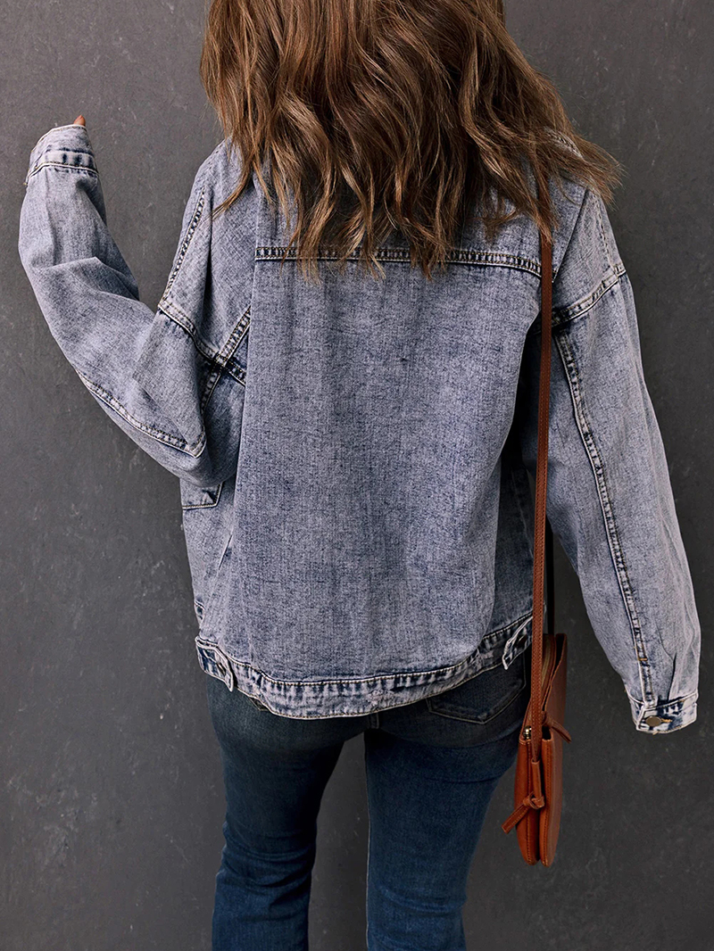 casual solid color buttoned short jacket