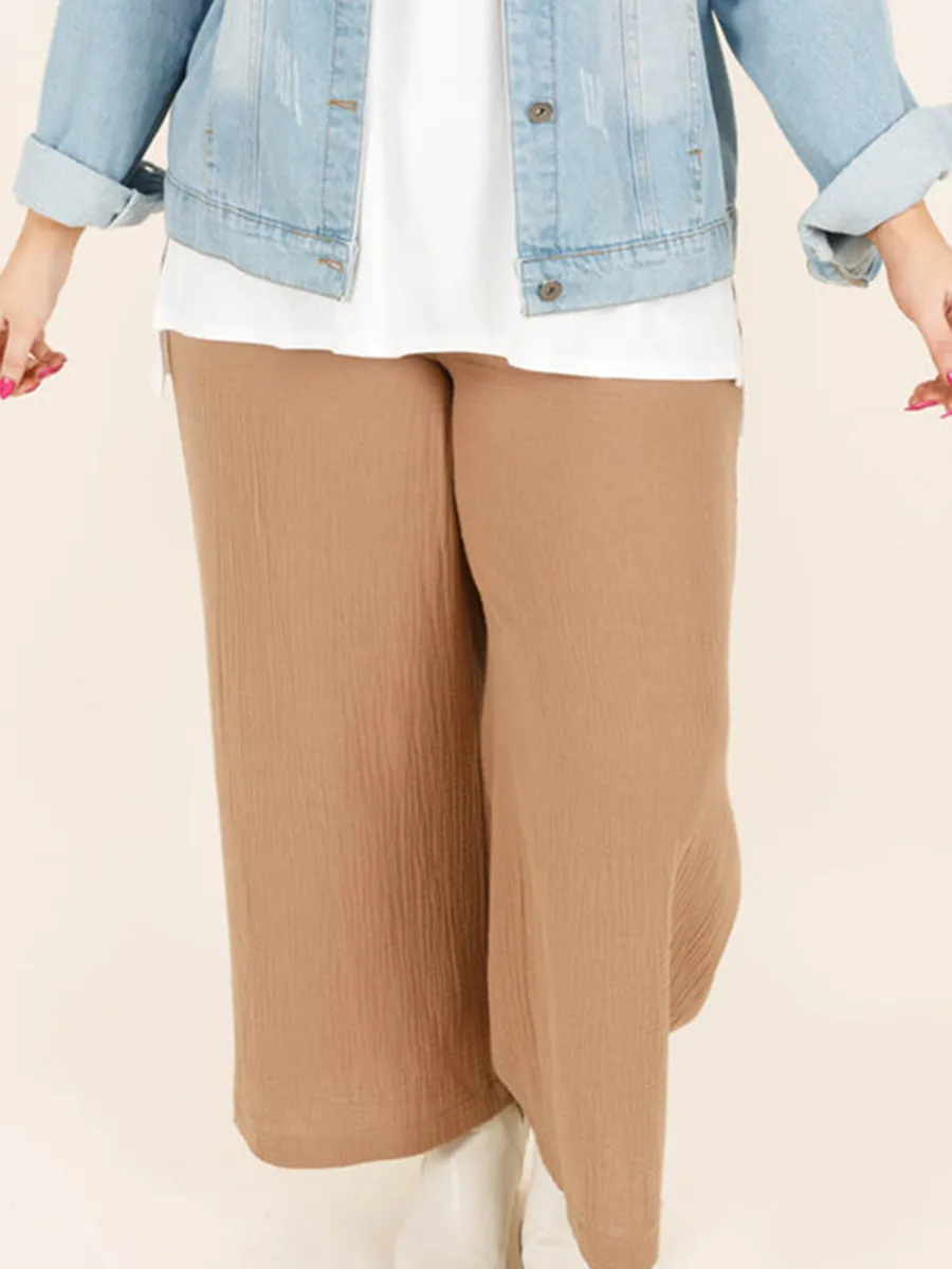 Wrinkled loose straight leg pants with gathered craftsmanship