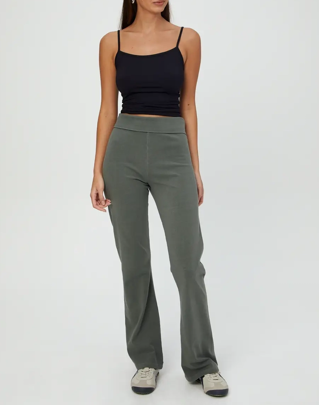 Cotton Foldover Flare Pant