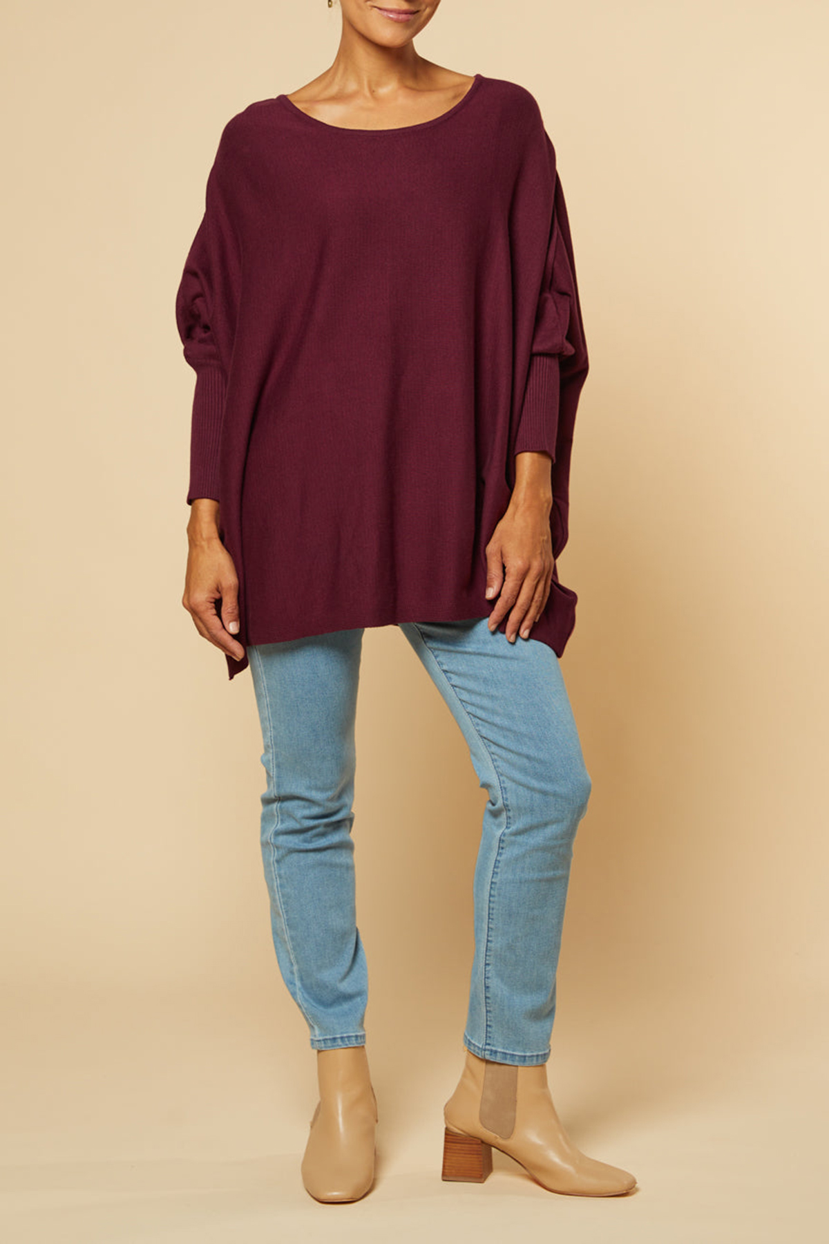 Mia Oversized Jumper In Plum