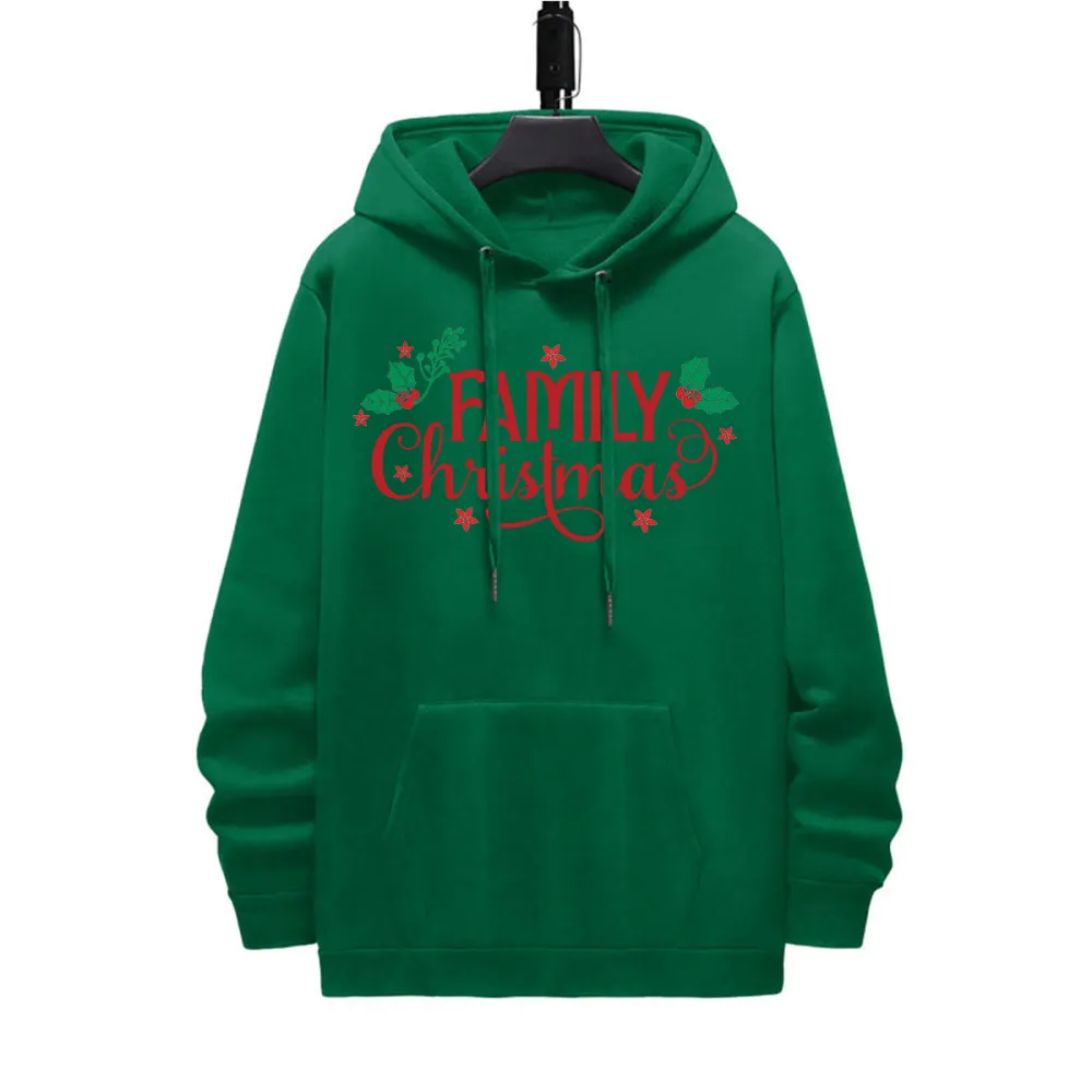 FAMILY CHRISTMAS PATTERN PRINTED HOODIE