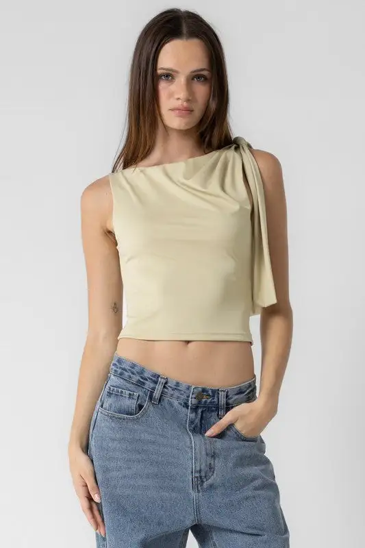 One Shoulder Tie Knotted Top