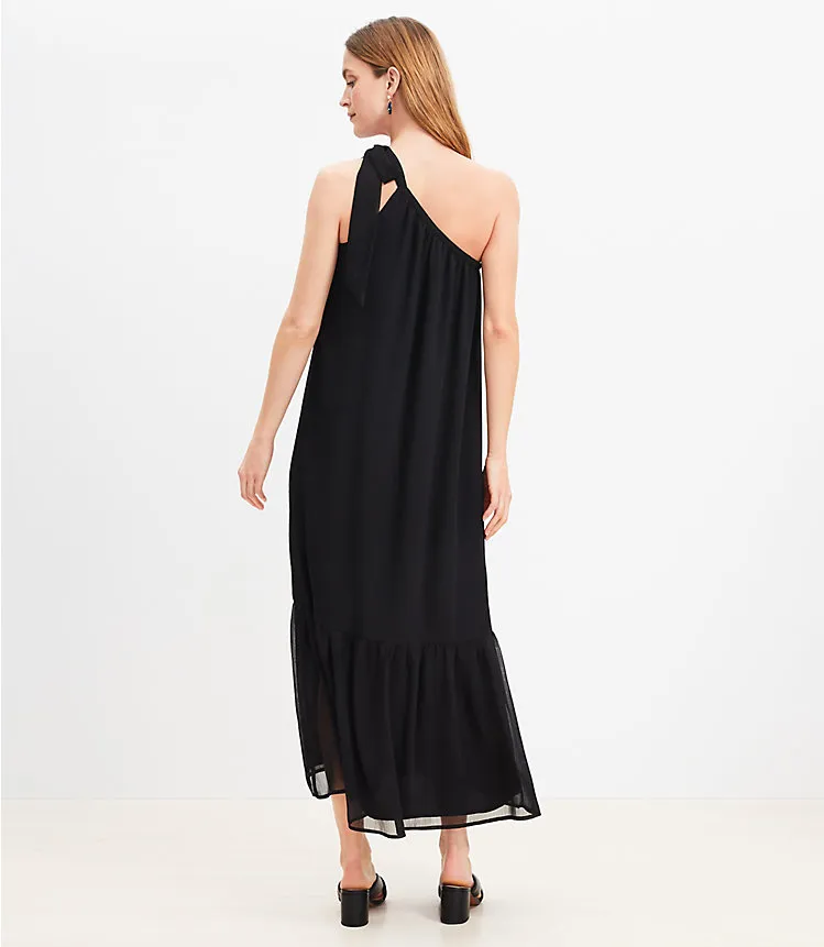 Crinkle Tiered One Shoulder Maxi Dress