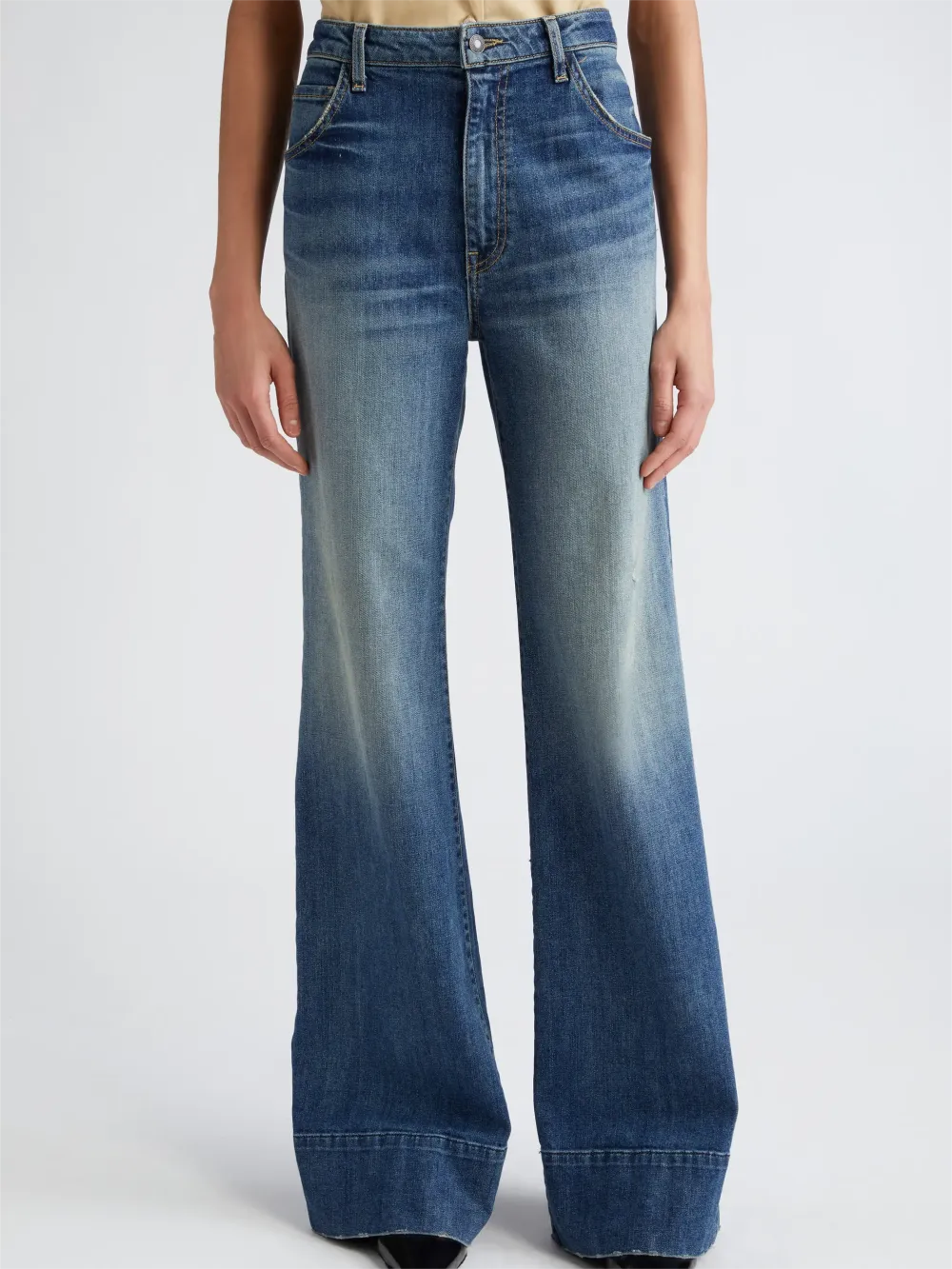 High Rise Pull-On Acid Wash Jeans