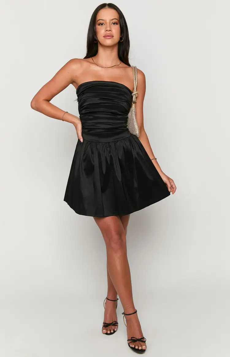 Call On Me Black Strapless Mini Dress