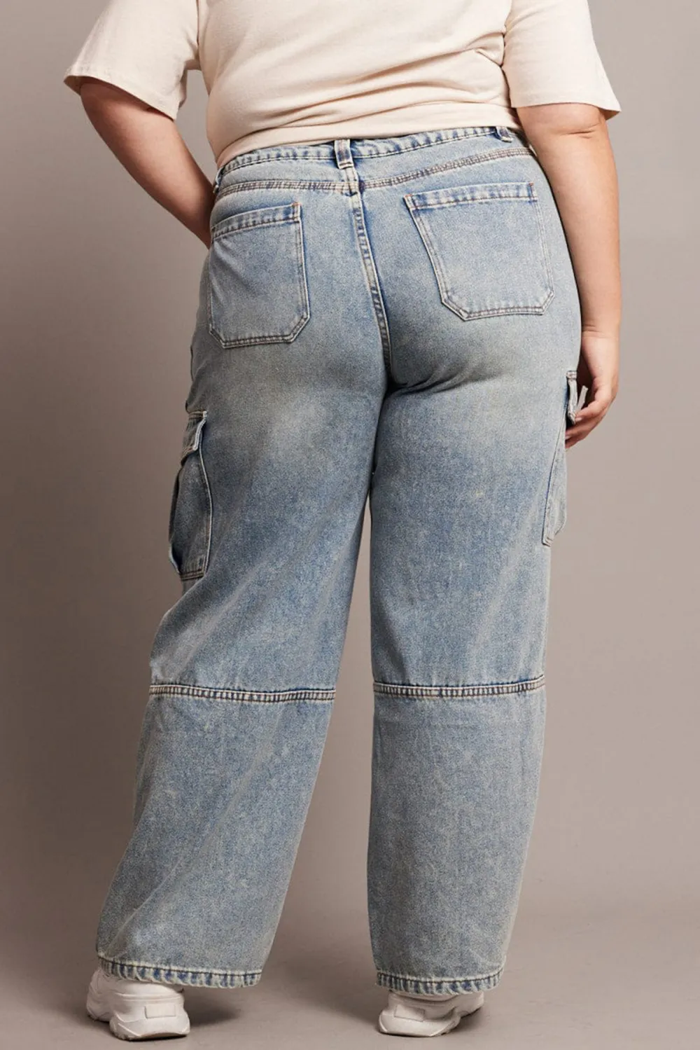 Denim Cargo Jeans High Rise