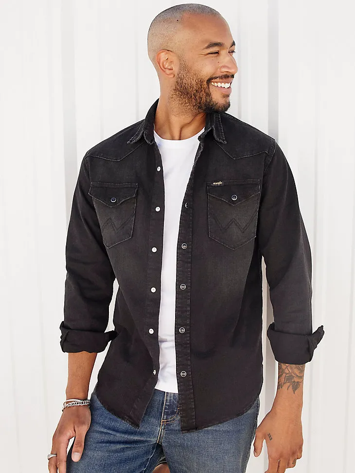 MEN'S DENIM WESTERN SNAP FRONT SHIRT IN RINSE