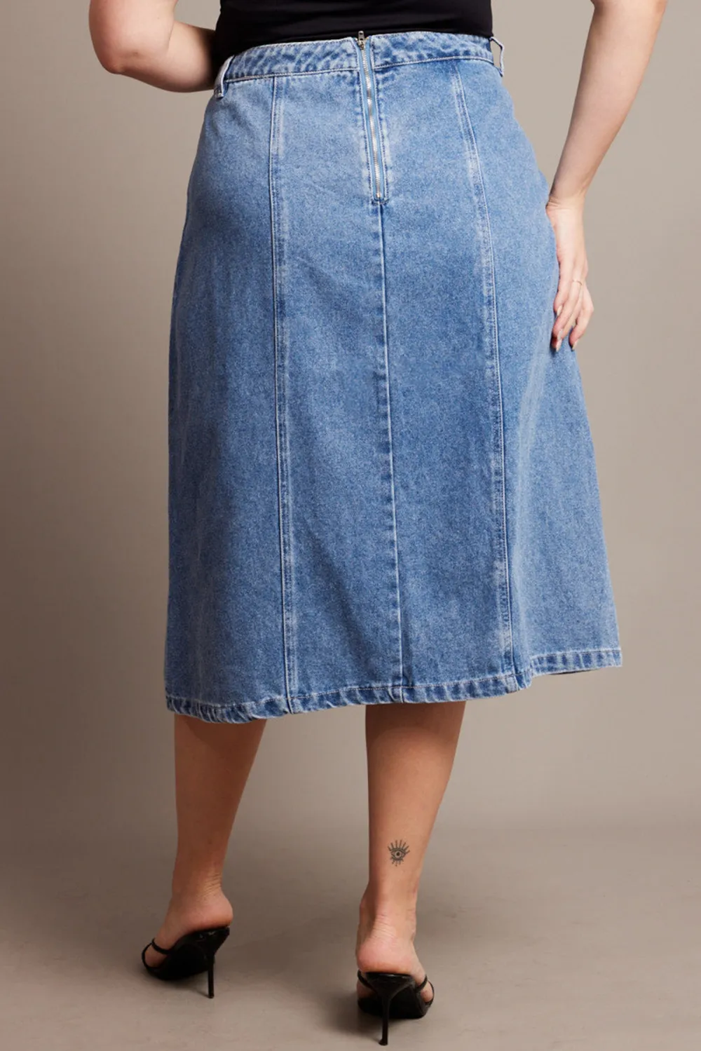 Denim Denim Midaxi Panel Skirt