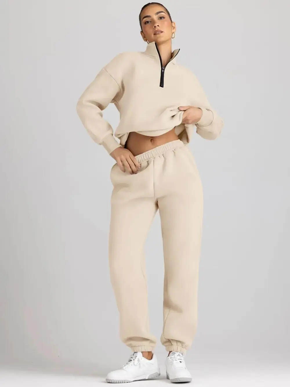 2 Piece Sweatsuits Long Sleeve Half Zip Pullover and Baggy Sweatpants