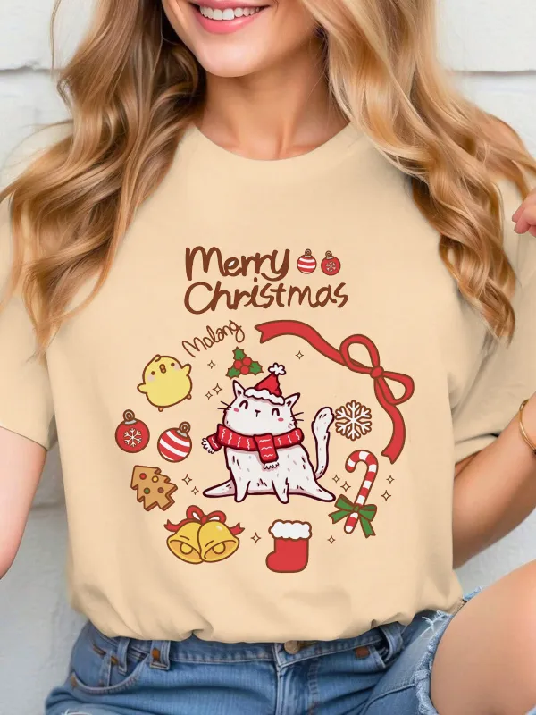 Kitty Santa Lady T-shirt