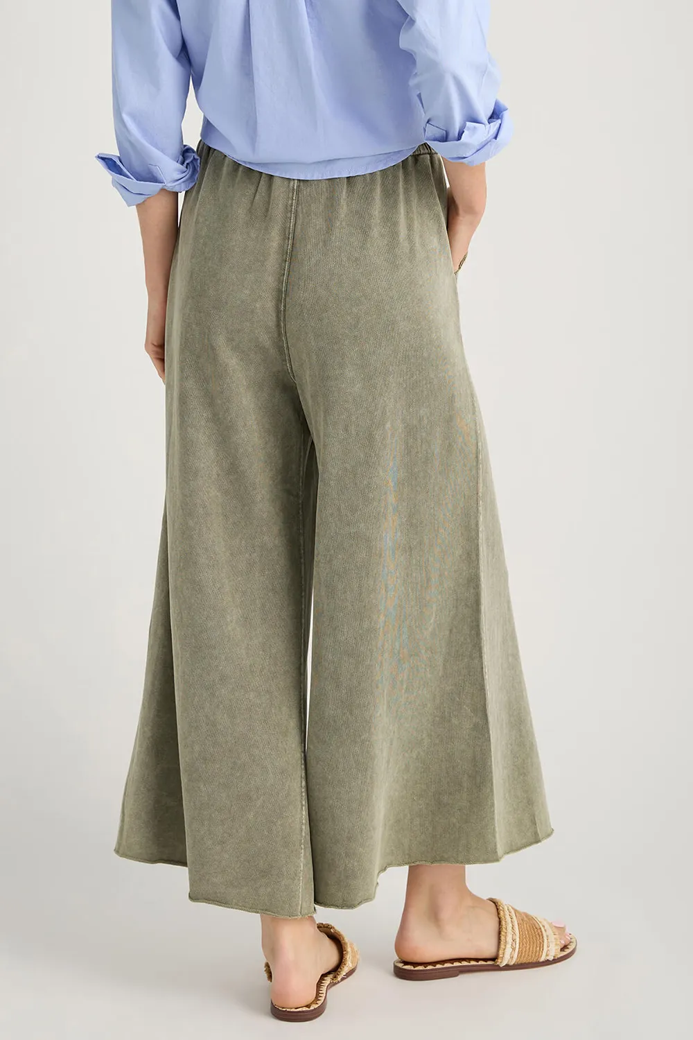 Cotton Easel Wide Leg Knit Pants - ash