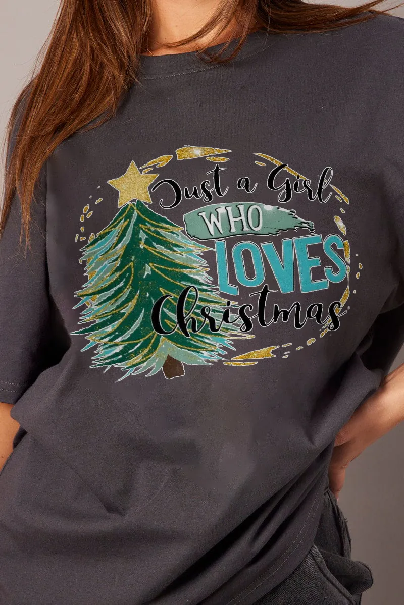 Women's Christmas Tree Printed T-shirt