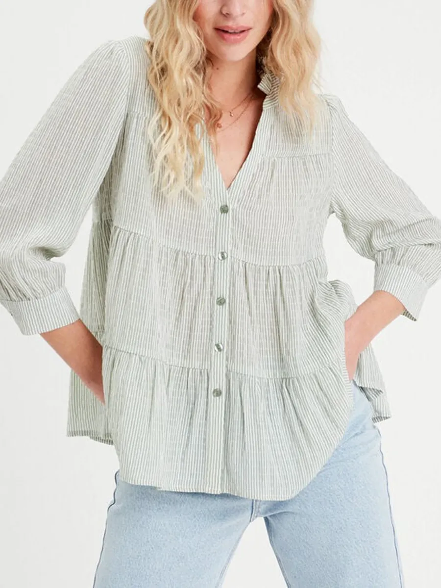 Blouse manches 3/4 vert femme