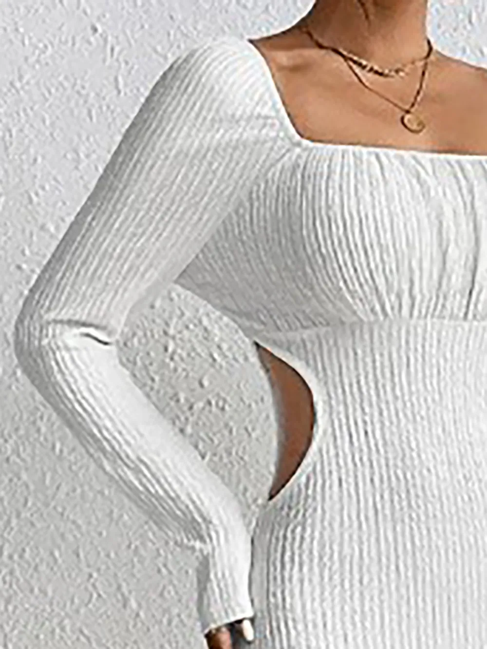 Women's hollowed out slim knit dress