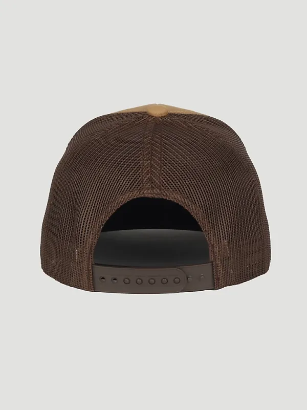 WRANGLER LEATHER PATCH BASEBALL CAP IN BROWN