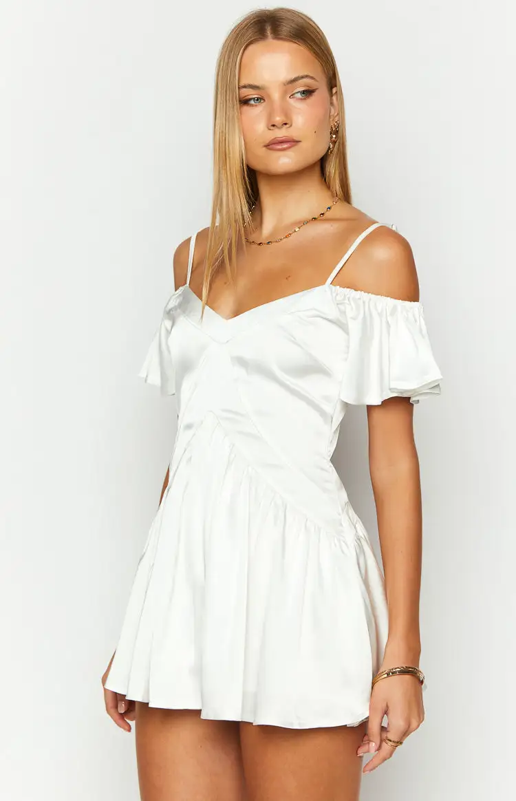 Asher White Satin Playsuit