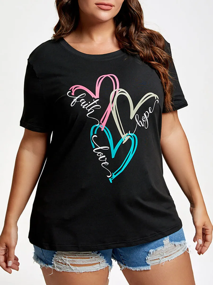 Plus Faith Hope Love Heart Graphic Tee