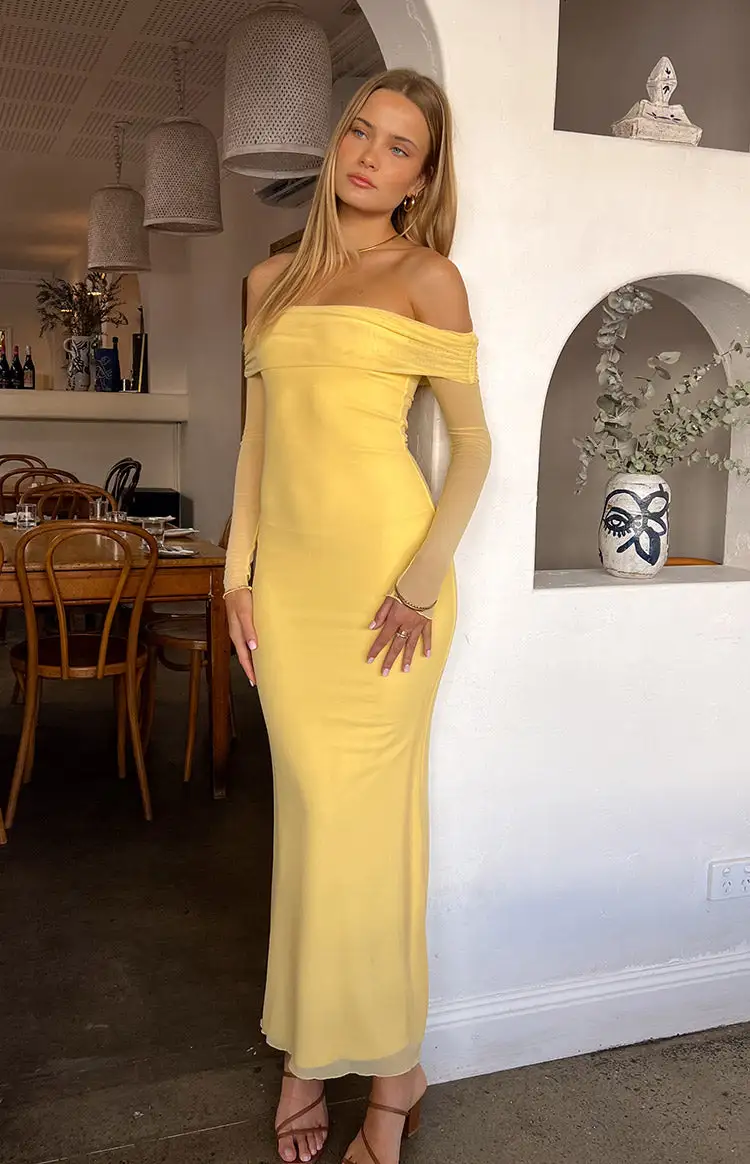 Coraline Yellow Long Sleeve Maxi Dress