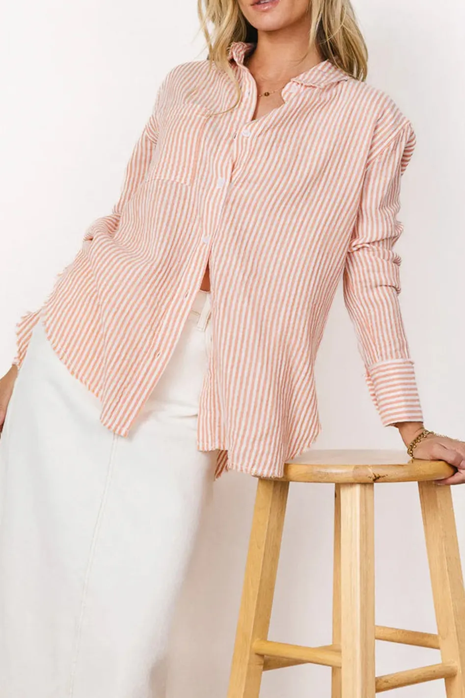 CLEMENTINE STRIPED BUTTON UP