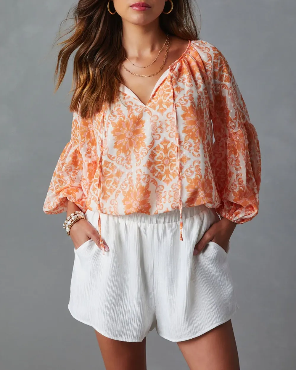 Mariana Puff Sleeve Printed Blouse