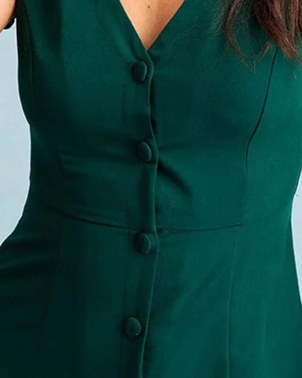 Dark green v-neck business dress