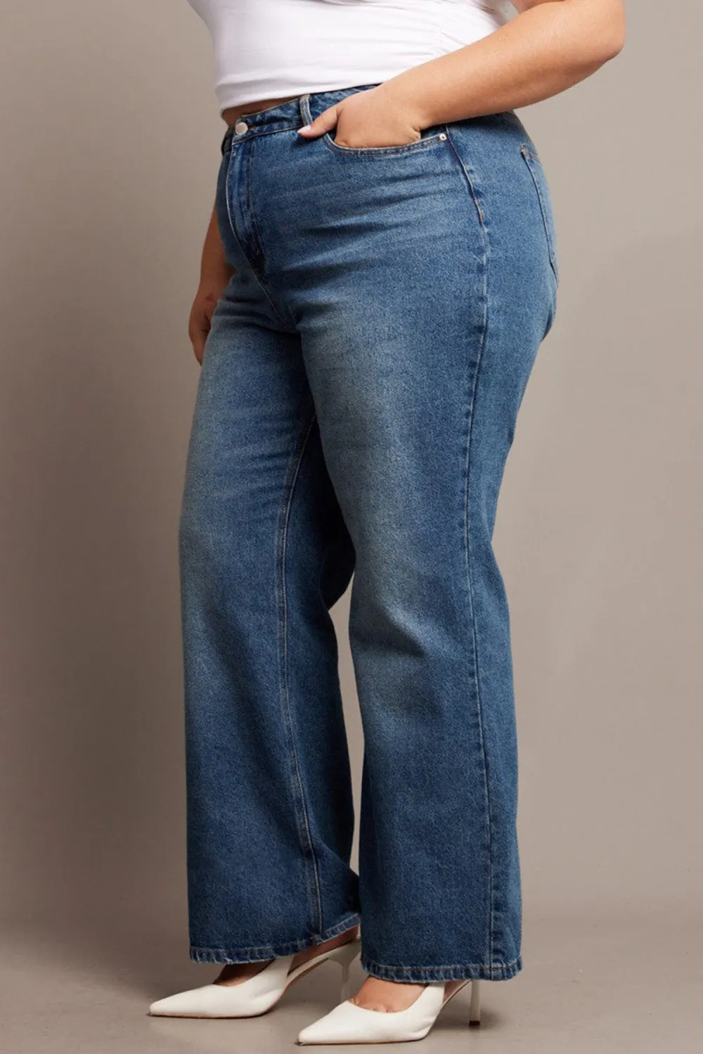 Denim Wide Leg Jeans High Rise