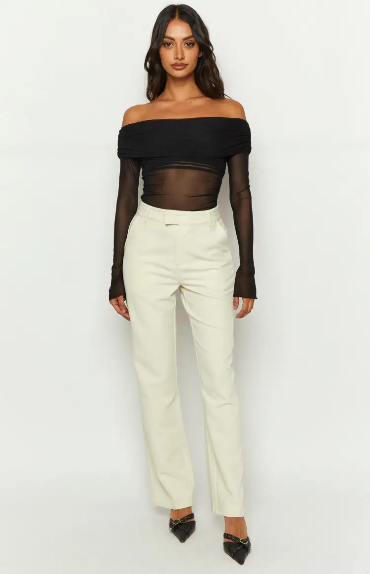 Cabo Cream Straight Leg High Waisted Tailored Pant