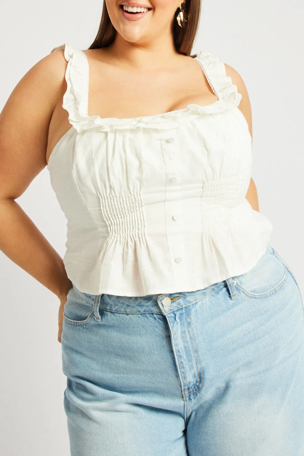 White pleated top sleeveless