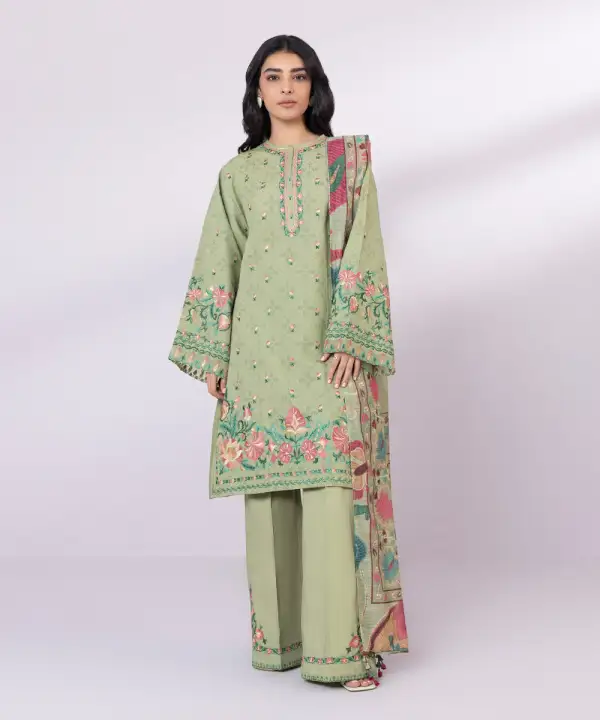 3 Piece - Embroidered Jacquard Suit