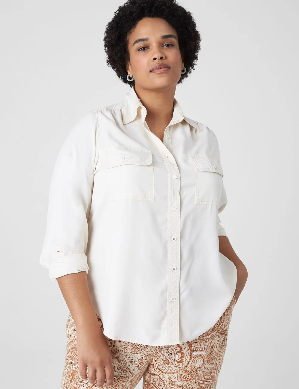 Collared Button-Down Camp Shirt