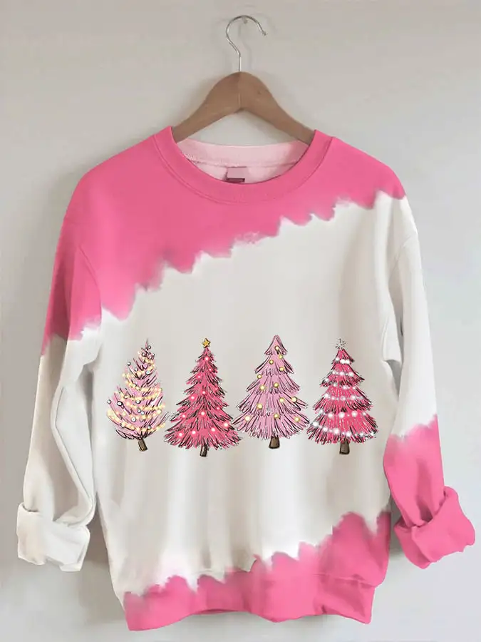 Women's Pink Tree Print Sweatshirt