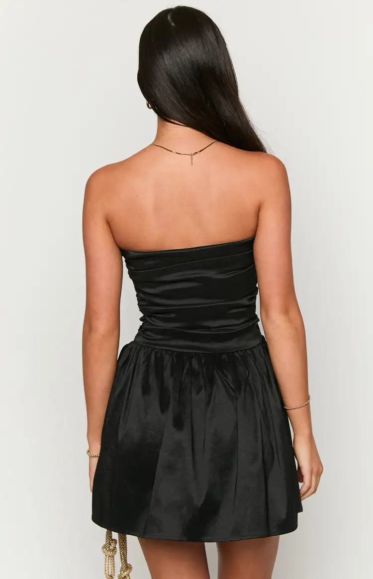 Call On Me Black Strapless Mini Dress