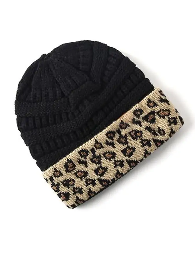 🔥Buy 3 Get 10% Off🔥Women's Western Retro Leopard Print Stitching Design Beanie (Without Logo)