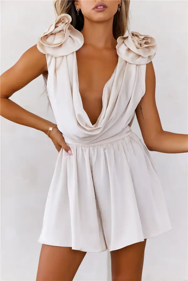 Two Roses Romper Beige