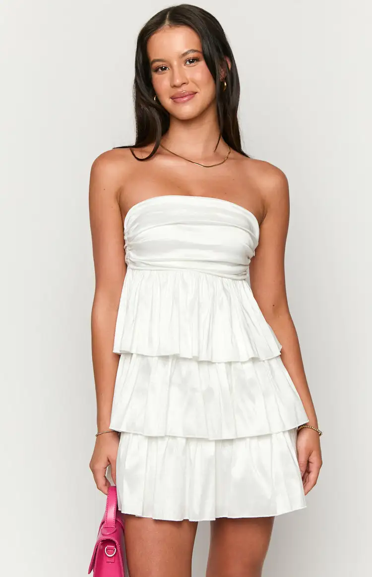 One Wish White Strapless Mini Dress