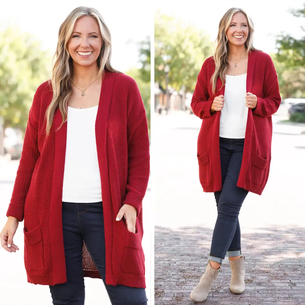 Hey Queen Cardigan, Burgundy