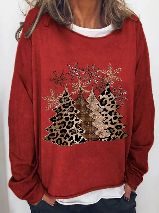 Women's Leopard   Tree Print Long Sleeve T-Shirt