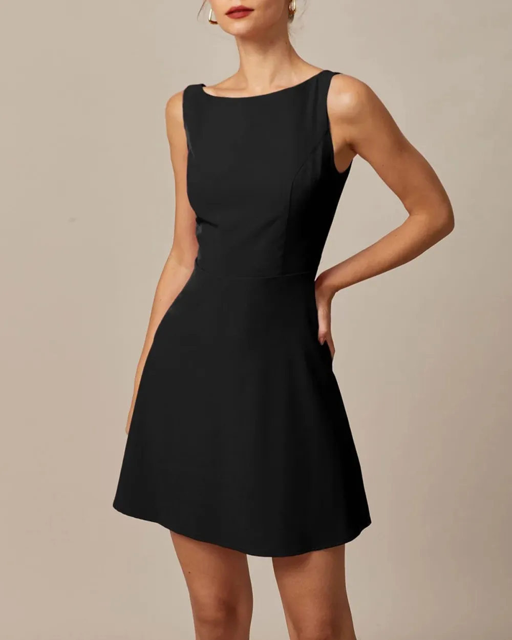 Black back v-neck dress