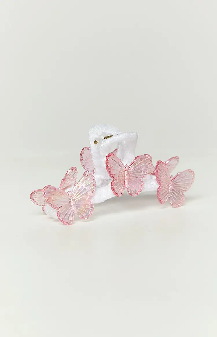 Pink Iridescent Butterfly Claw Clip