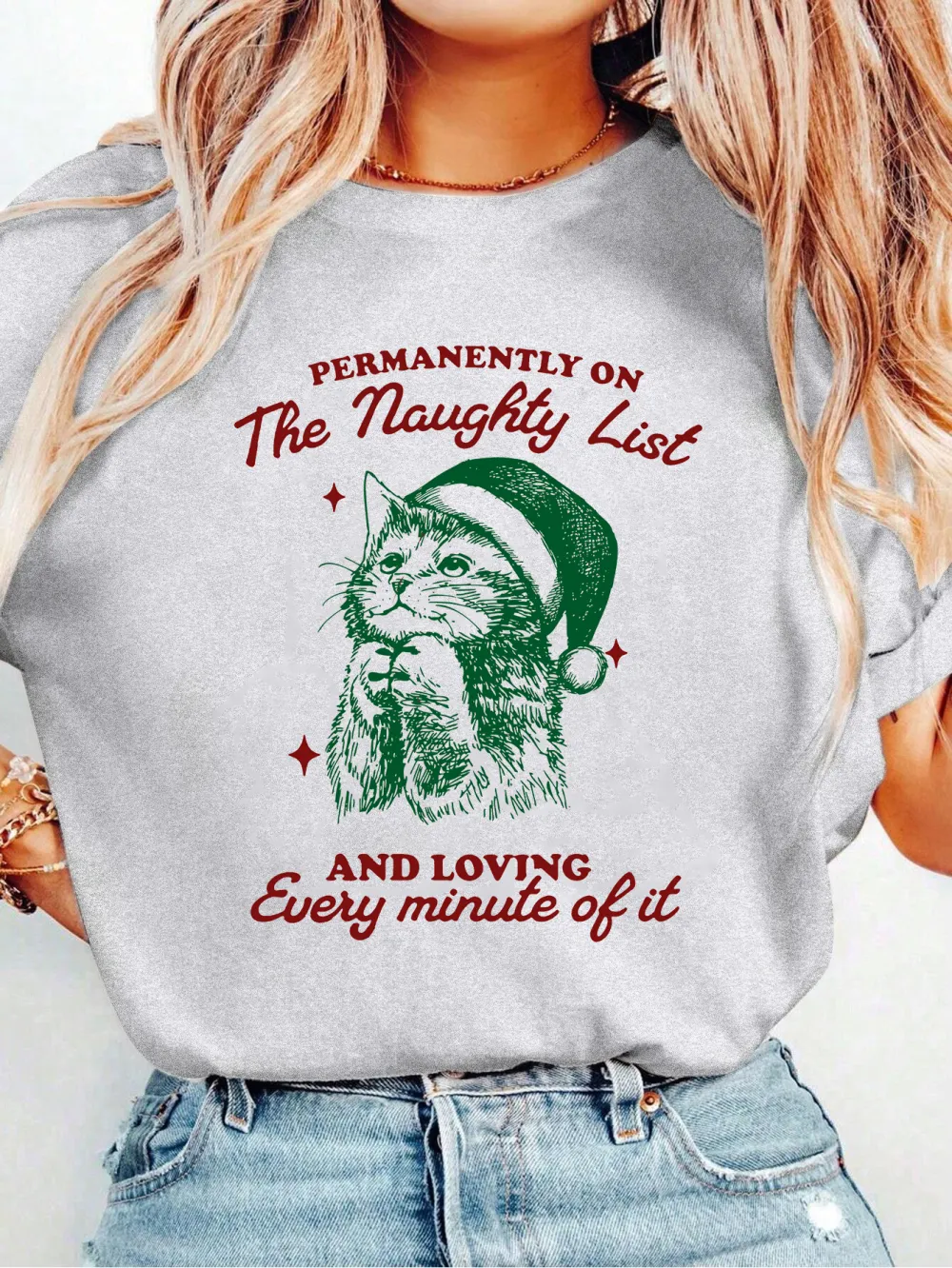 Kitty Santa Lady T-shirt