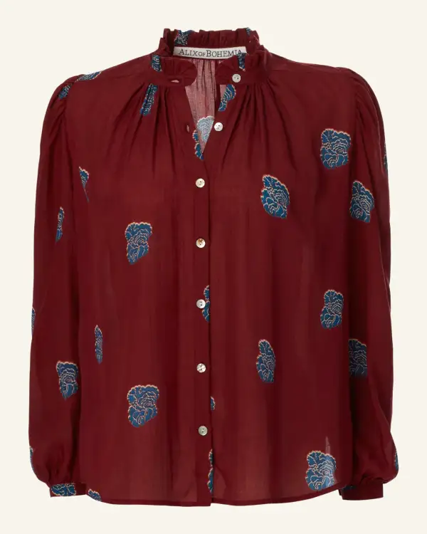 Annabel Burgundy and Blue Shirt