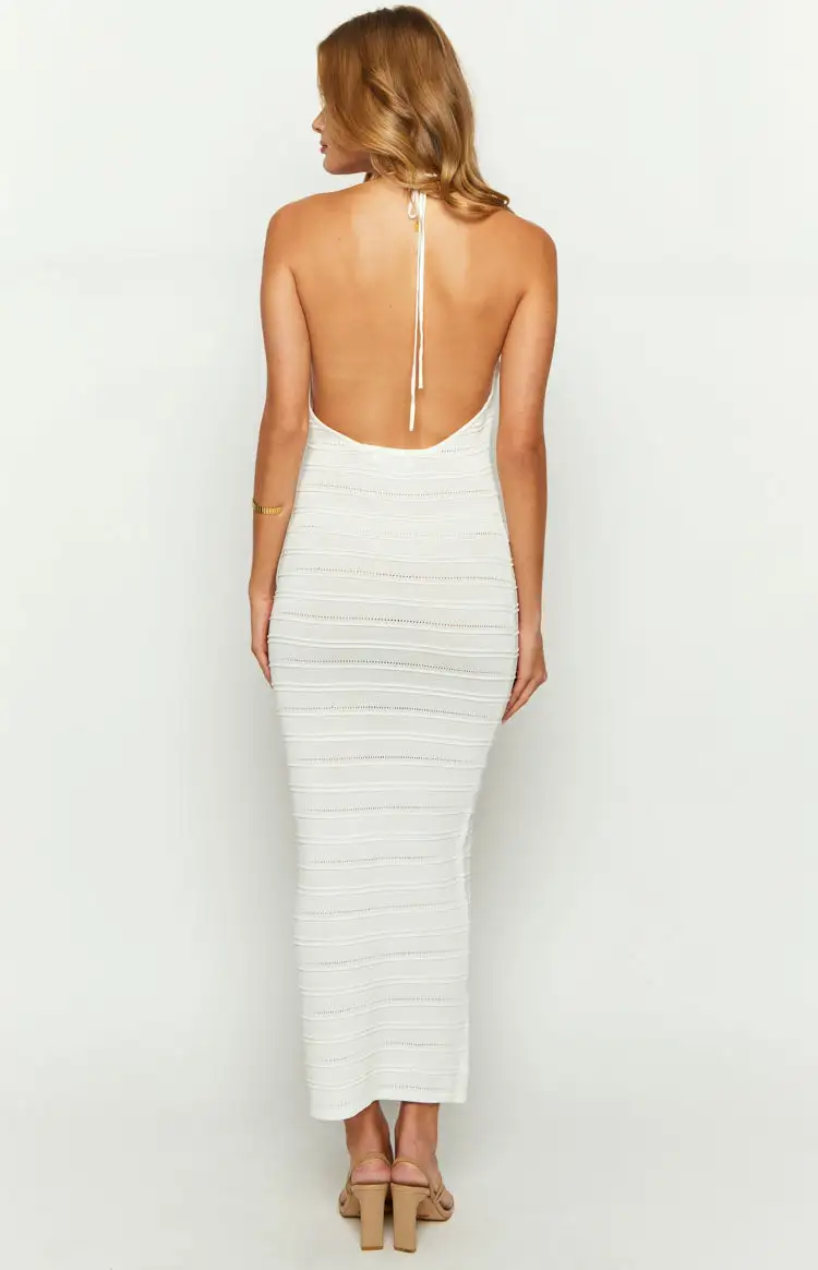 Casie White Knit Maxi Dress