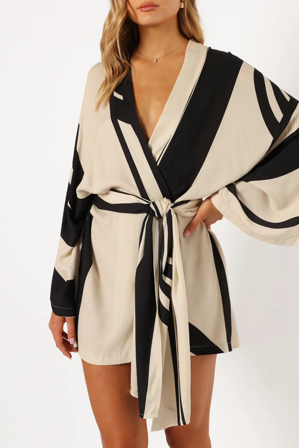 ALBA WRAP DRESS - BLACK PRINT