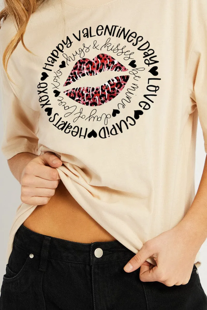 Women's Lipprint Love Letter Printed T-shirt