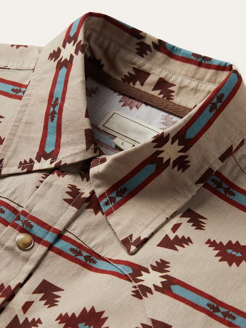 Men's Western Striped Printed Shirt