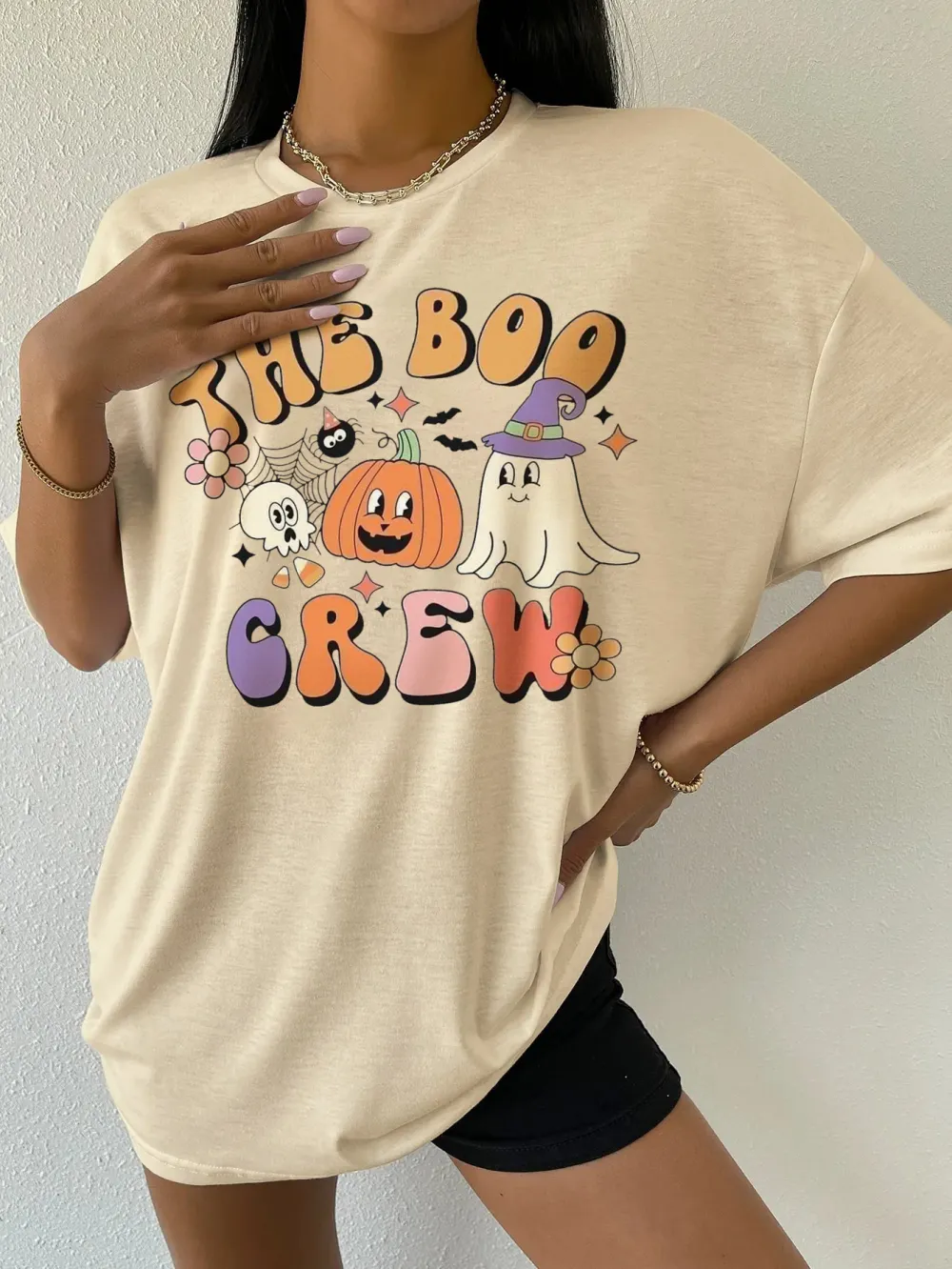 Women's Pumpkin English Halloween Printed T-shirt