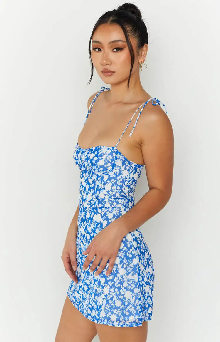 Penny Lane Blue Floral Print Mini Dress